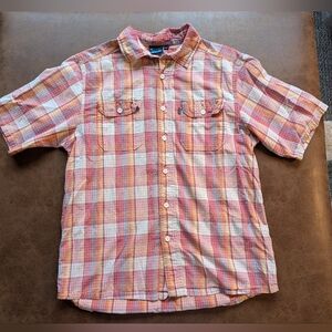Kavu Short Sleeve Button Up Collar Top.
